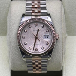 2010 Rolex Datejust 36mm 116231 Two-Tone Rose Gold Pink Diamond Dial